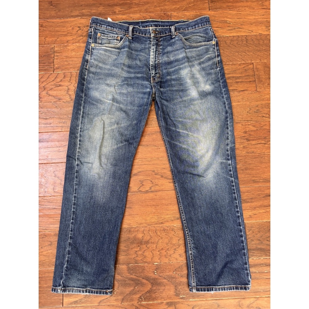 Levis 505 Jeans Mens Blue Regular Straight Stretch Denim Pants Medium Wash 40x30